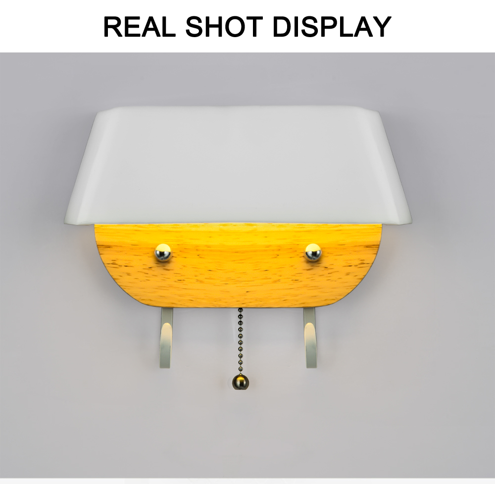 Creative Simple Modern LED Personality Design Wrought Iron Wood Wall Lamp With Hook For Bedroom