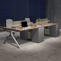 Postes de travail haut de gamme, bureau moderne, mobilier de bureau, plateau en bois grainé, tiroir de rangement modulaire avec prise pour espace de travail moderne