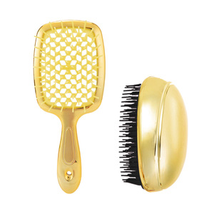 Ensemble de peignes lissants dorés électroplaqués, brosse de coiffage anti-statique ajourée pour usage général - Product Image 1