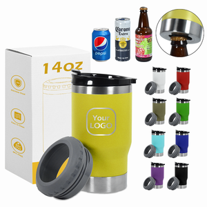 Enfriador de Latas Multifuncional 4 en 1 con Logotipo Personalizado, Vaso Aislado de Acero Inoxidable de 14 oz, Enfriador de Cerveza con Recubrimiento en Polvo y Abrebotellas - Product Image 1