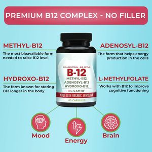 Volledige Spectrum Capsule Vitamine B12 5000 Mcg Biologische Methy Adenosyl en Hydrox B12 Complex Supplementen L-5-MTHF Spirulina Capsule - Product Image 2
