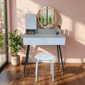 Modern Standing <b>Makeup</b> Vanity Table with <b>Mirror</b> Storage Desk Eco-Friendly & Durable for Bedroom Furniture - Product Image 4