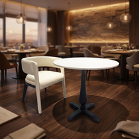 Meubles de restaurant commerciaux en gros, table ronde à plateau blanc et ensemble de chaises rembourrées crème de luxe pour café