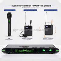 Système de microphone sans fil à tube électronique R-06 2 canaux UHF, double canal, avec micros portables, bodypack et micro-cravate pour scène, karaoké et spectacle