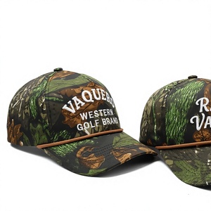 Gorra de béisbol personalizada de 5 paneles al por mayor, 100% poliéster, deportiva, con logo personalizado, cuerda, verde selva, logo con letras de movimiento. - Product Image 4