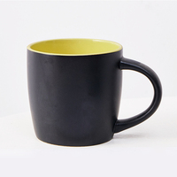 Tasse à thé en grès de 12 oz avec intérieur orange, logo personnalisé imprimé, mug à café en céramique noir mat bicolore pour cadeau d'entreprise