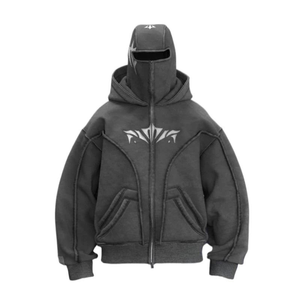 <span class=keywords><strong>Felpa</strong></span> <span class=keywords><strong>con</strong></span> Cappuccio e Zip Integrale Stile Y2K, Maschera Integrata <span class=keywords><strong>con</strong></span> Tasca <span class=keywords><strong>con</strong></span> <span class=keywords><strong>Cerniera</strong></span>, per Uomo - Product Image 2