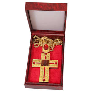 Collier croix pectorale du père du prêtre orthodoxe en bois plaqué or avec chaîne en boîte Cadeau de l'évêque spirituel de l'église - Product Image 2