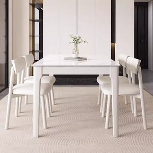 Juego de Mesa de Comedor de Piedra Blanca Nórdica con Sillas de Respaldo en Forma de Cuerno, Lujo 2025 - Product Image 5