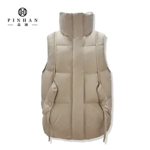 Weiche Nylon Damen Weste Hoodless Stand Collar Verstellbare Kordel zug Daunen weste Horizontal Quilted Design Puffer Weste