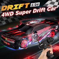 Coche de Carreras a Escala 1/24 con Tracción en las 4 Ruedas, Control Remoto de 2.4GHz, 15KM/H de Alta Velocidad, con Luces LED, Regalo