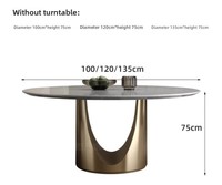 Ensemble de table à manger Dubai Stone Circle 8 places, meubles de cuisine royaux en béton, design de plateau tournant, chaises de table à manger minimalistes