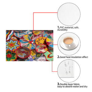 Manteles Individuales con Logotipo Tejido de Flores Coloridas Etíopes Impresos en 3D Personalizados, Manteles de Algodón y Lino Ecológicos para el Hogar, <span class=keywords><strong>Restaurante</strong></span> y Cocina - Product Image 6