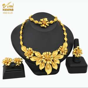Dubai 24 Ayar Altın Takı Afrikalı Gelin Takı Seti Suudi Kadın Kolye Bilezik Küpe Yüzük Dört Parçalı <span class=keywords><strong>Set</strong></span> - Product Image 5