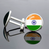 Boutons de manchette en métal avec drapeau du Pakistan imprimé sur verre bombé, bijou ornemental, cadeau