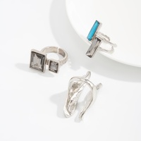 Ensemble de bagues superposées en métal fluide à motif vague abstrait pour femme, bijoux minimalistes pour le quotidien, accessoires de déclaration, cadeau