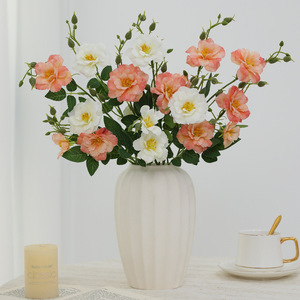 <b>Artificial</b> Rose <b>Bouquet</b> Plastic Silk Flowers High Simulation Wedding Home Decor White Light Pink - Product Image 4