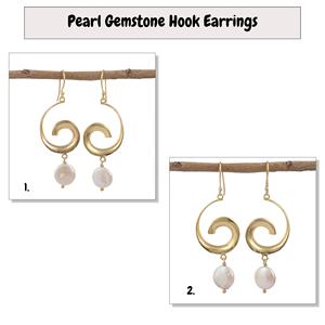 Pendientes de piedras preciosas de perlas de agua dulce, pendientes de gota chapados en oro, par de elegantes regalos de joyería para mujer para boda de compromiso - Product Image 2