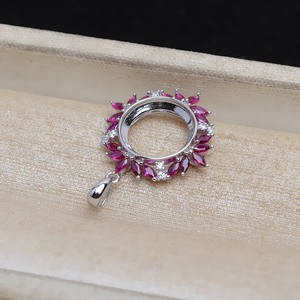 เงินแท้ S925 ประดับทับทิมสีชมพูทรงมาร์คีส์ ขนาด 11.7 มม. พร้อมถาดเปล่าสำหรับงานกึ่งสำเร็จรูป อัญมณีแร่ธาตุ JG5315 - Product Image 2