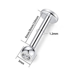 أقراط للأذن مستوية من الستانلس ستيل ملفوفة غضروفية ماسية مبيع بالجملة أقراط للشفاه مع حلقة داخلية - Product Image 2