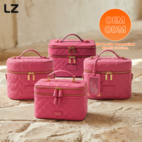 Sac de toilette double couche en cuir PU LZ Factory, trousse de maquillage de voyage, organiseur de beauté grande capacité pour femmes