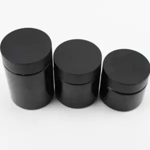 Grosir 3oz 4oz 6oz wadah kosmetik hitam toples dengan 52mm plastik hitam tutup segel tahan anak