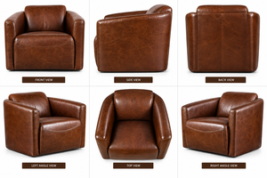 Sillón de Salón de Cuero Marrón Clásico Moderno con Respaldo Acolchado Confortable, Brazos Redondeados y Acabado Premium para un Toque de Lujo - Product Image 3