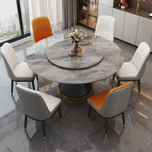 Vòng đá tấm bàn ăn và ghế <span class=keywords><strong>2025</strong></span> ánh sáng mới sang trọng lớn Bàn Tròn Gia Đình Nhà hàng bàn ăn - Product Image 4