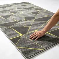 Moderner Geometrischer Rechteckiger Wohnzimmer-Teppich Bedruckter Latex Rutschfester Grau-Schwarz-Gelber Linien-Teppich für Büro und Hotel