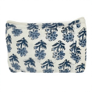 Trousse de maquillage en coton tissu | Pochette cosmétique à fermeture éclair pour femme | Petit sac à cosmétiques matelassé cadeaux pour femme - Product Image 1