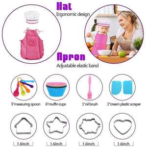 Juego de Chef para niños, cocina para cocinar, juguetes para niñas, juego de rol, accesorios de cocina, sombrero y delantal - Product Image 5
