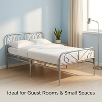 Base de Cama Económica de Hierro Forjado, Plataforma Metálica Resistente y Estable, Fácil de Montar, Muebles para Dormitorio, Hotel y Hogar