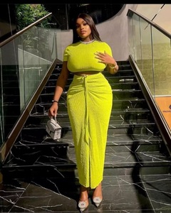 TKS Modischer Damenanzug in Unifarbe, Eng Anliegendes Sexy Kleid mit Kordelzug und Plissiertem Rock, Maßgeschneidertes Kurzes Oberteil - Product Image 2