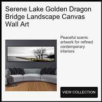 Impression murale Paysage Arbre Noir et Blanc Lac et Île, Tableau Naturel Long pour Salon, Bureau, Hôtel, Intérieurs Minimalistes