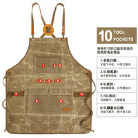 Apron kain kanvas berlapis lilin setengah badan, tahan minyak dan kotoran, tahan aus, untuk kerja kayu, anti bau.