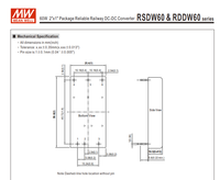 MEAN WELL RSDW60G-12 60W 12V 5A Convertidor CC-CC Aislado Entrada DC18-75V Módulo de Alimentación Ferroviaria DIP de 2x1 Pulgadas