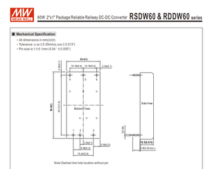MEAN WELL RSDW60G-12 60W 12V 5A ตัวแปลงไฟ DC-DC แบบแยกส่วน DC18-75V อินพุต 2x1 นิ้ว DIP โมดูลจ่ายไฟสำหรับรถไฟ - Product Image 6