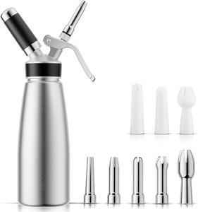 Distributeur de crème professionnel en aluminium pour machine à crème, fouet à crème, design classique écologique, grande capacité 500 ml - Product Image 1