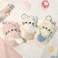 Nouveau Pendentif Mini Animal de Dessin Animé Chien Chat Renard Mignon pour Sac à Dos, Poupée Porte-clés 10,5 cm en Tissu Rembourré Coton PP Unisexe Jandudu