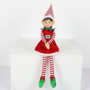 Handmade Pair Christmas Elf Plush Figurines-Eco-Friendly Holiday Decorations Plush Dolls Christmas Tree Ornaments Gift <b>Box</b> - Product Image 4