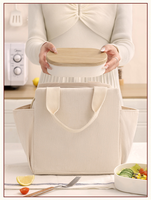 Sac isotherme de grande capacité, écologique, portable, pour 2 personnes, en velours côtelé épais, avec doublure en aluminium, fermeture éclair haute qualité