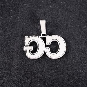 Collar con Colgante Personalizable de Letras y Números Grandes, Chapado en Plata con Incrustaciones de Circonia Estilo Punk, Diseño de Aleación Extra Grande - Product Image 4