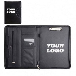 Carpeta Organizadora de Viaje de Piel Sintética con Anillas, Bloc de Notas, Cierre de Cremallera, Portafolio para Documentos, Presentación con Logotipo Personalizado, Regalos - Product Image 1