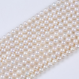 Zhuji Handmade Materials Natural <b>Freshwater</b> Round <b>Pearl</b> Necklace & <b>Bracelet</b> DIY 6-7mm White Loose Bead String Colorful Jewelry - Product Image 1