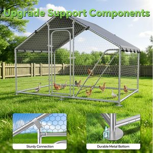 Enclos à poulets en métal 10x5x6.4ft, poulailler extérieur avec perchoir, couverture imperméable résistante aux UV, toit en forme de spirale - Product Image 2