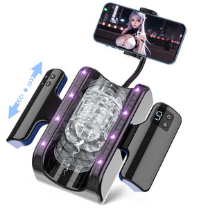 BANSEY Gamepad Dual Handle Male Masturbator 9 modes de poussée, course de 20 cm, support de téléphone, stimulateur de pénis motorisé automatique - Product Image 1