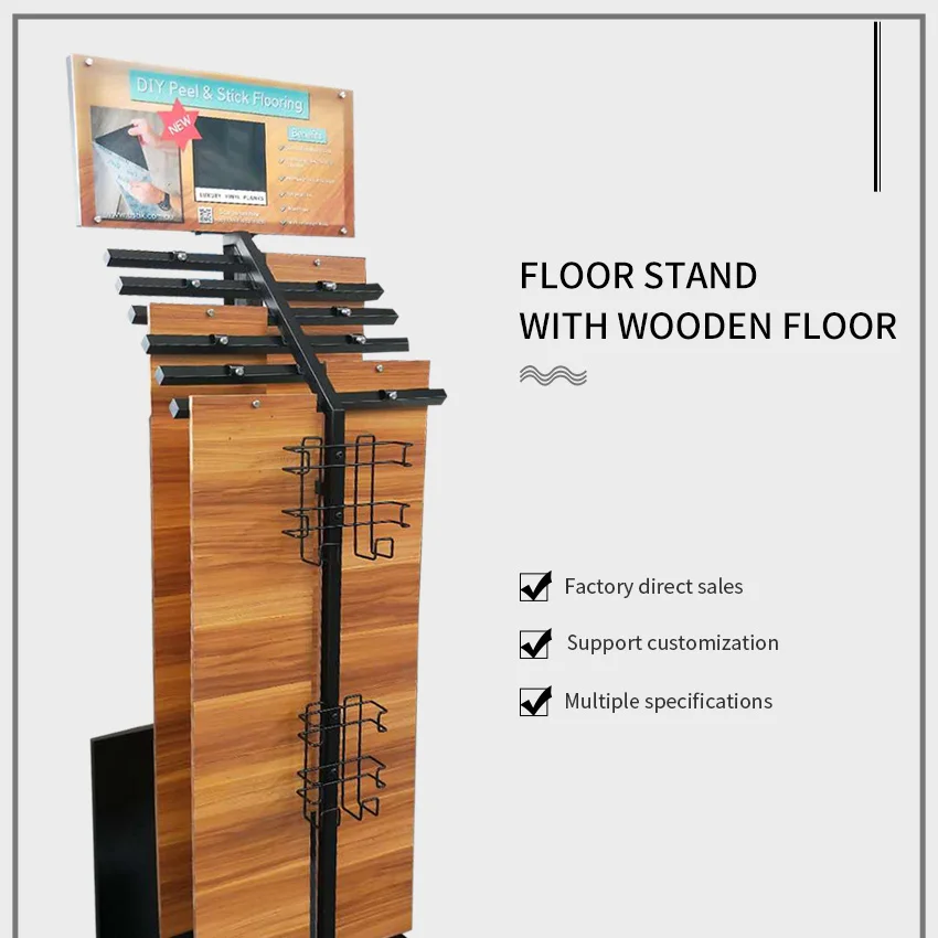 Custom Floor Showroom Sample Holder Display Rack Laminate Stone Floor Stand Parquet Ceramic Tile Hanging Wooden Floor With Stand