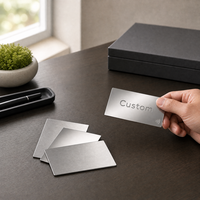 Carte de visite en métal personnalisée en gros, vierge, en acier inoxydable poli miroir, gravée au laser, prête pour la puce NFC, pour cadeau d'entreprise