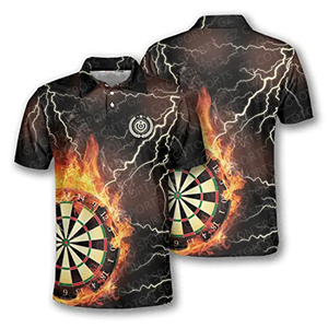 High Quality Short Sleeve Sublimation Quick Dry Custom Design logo Bowling Polo Darts Shirt for Men