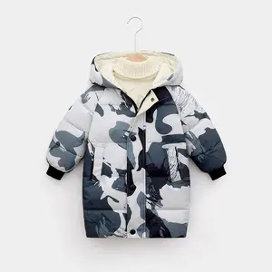 Wholesale Children Clothes Kids Warm Long Hooded Jackets Winter Teenage Baby Boys Girls Bubble padded Parka & Coats
